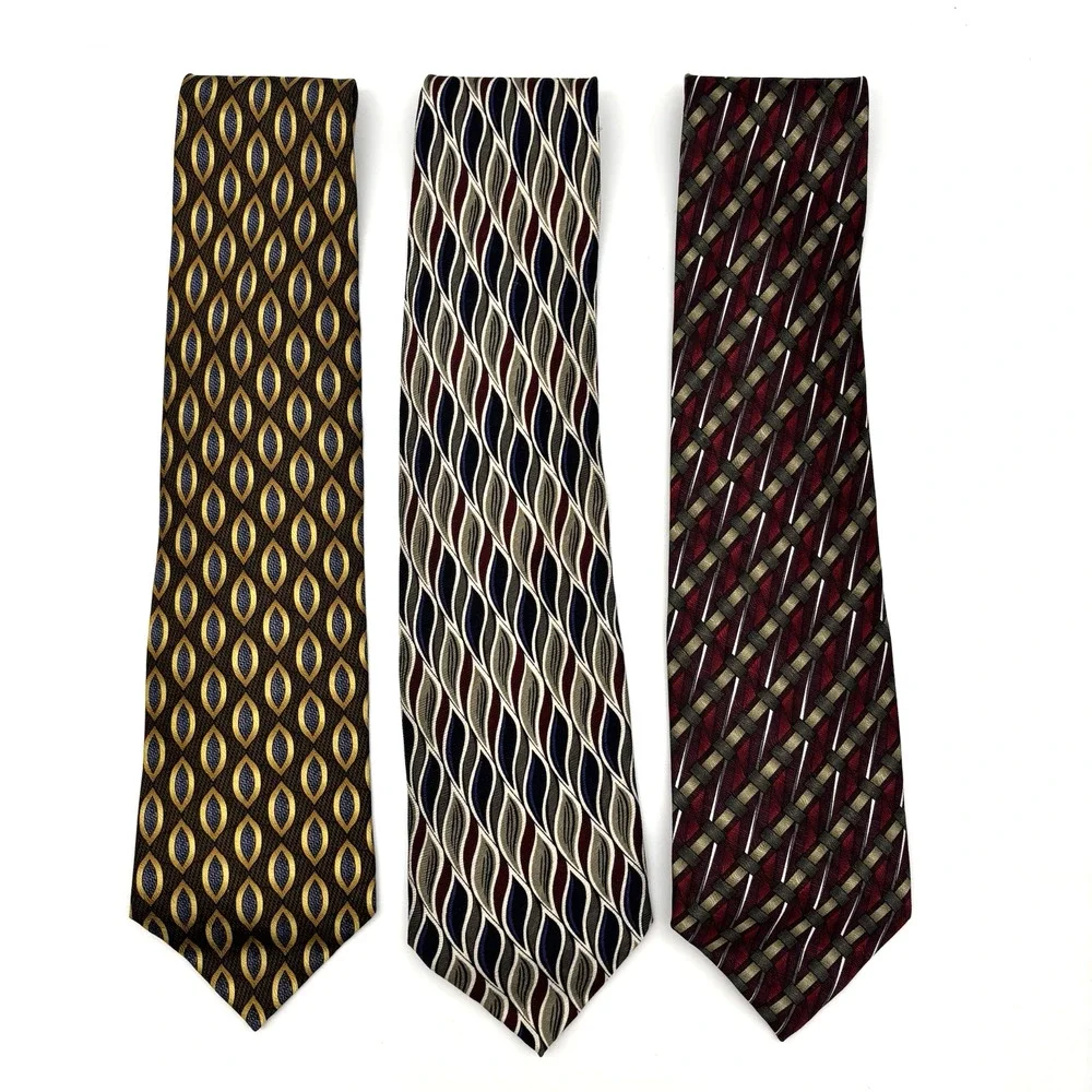 Lot of 3 1980s Louis Roth 100% Silk Multicolor Abstract Neckties 60